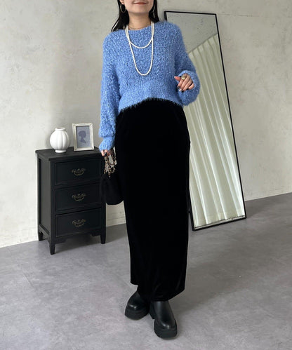 爆米花質感V領針織衫