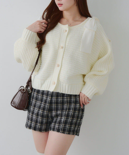 【RMAF】肩部蝴蝶結毛絨套頭衫