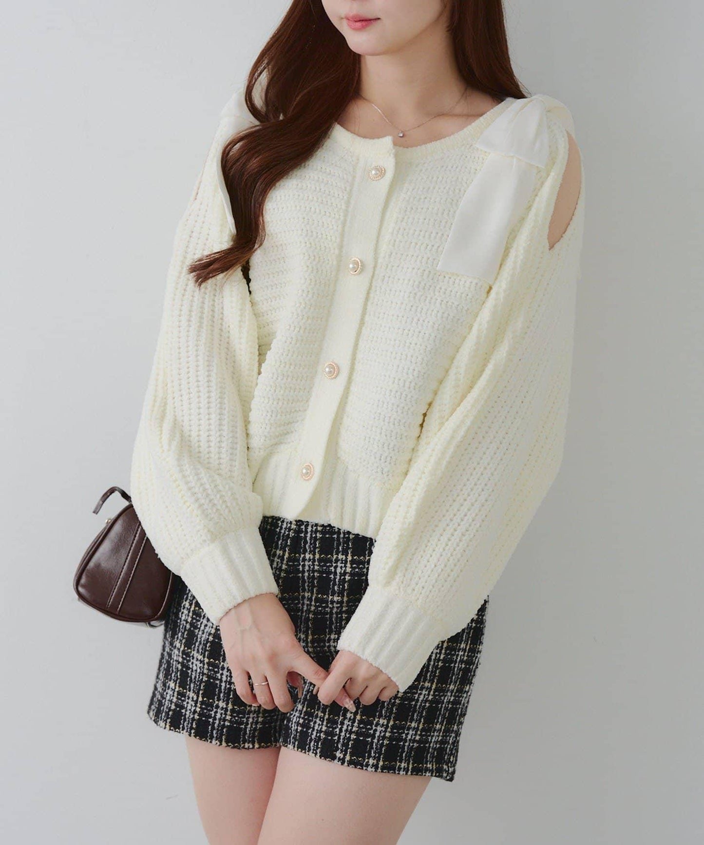 【RMAF】肩部蝴蝶結毛絨套頭衫