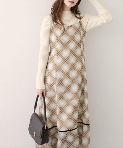 【natural couture】天鵝絨拼接吊帶連衣裙