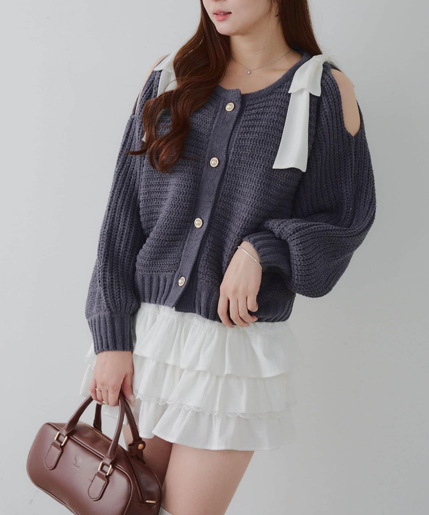 【RMAF】肩部蝴蝶結毛絨套頭衫