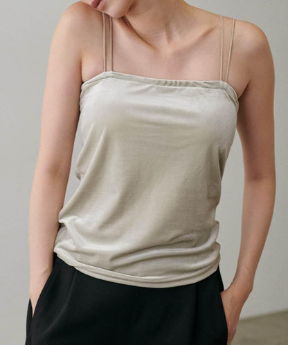 【LARUTA】帶胸墊天鵝絨吊帶背心