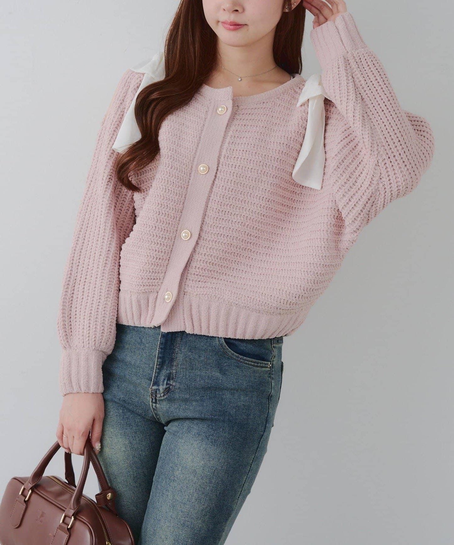 【RMAF】肩部蝴蝶結毛絨套頭衫