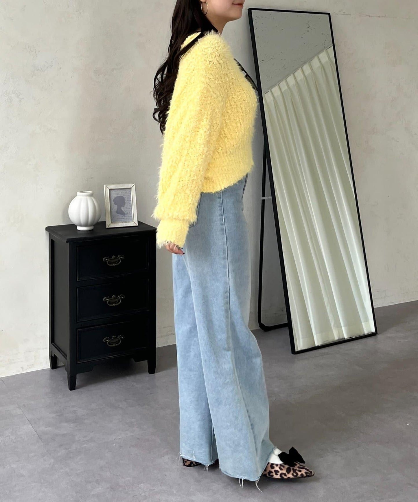 爆米花質感V領針織衫