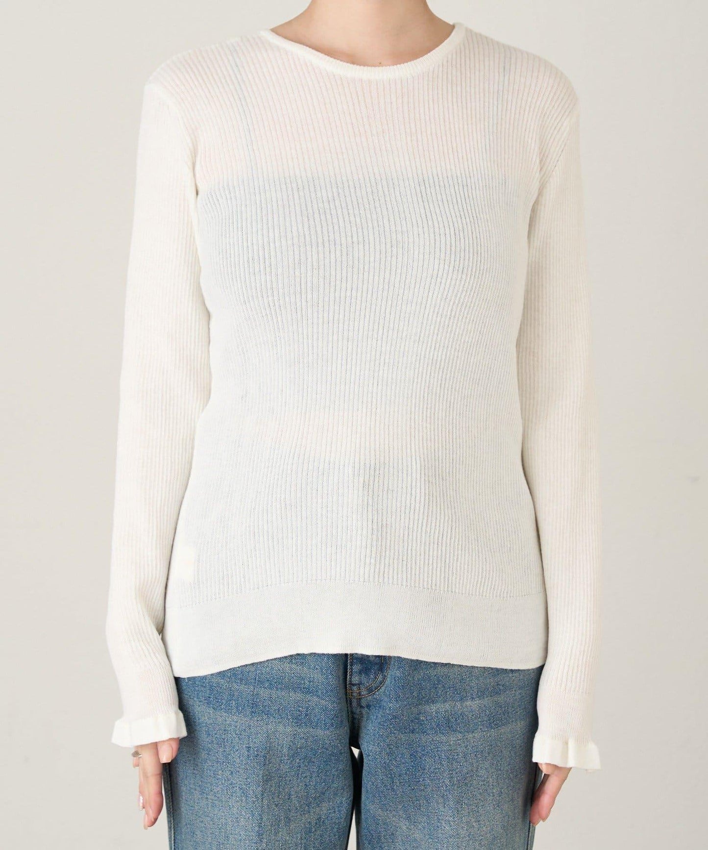 2WAY荷葉邊羅紋針織開衫