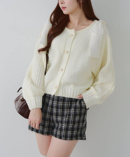 【RMAF】肩部蝴蝶結毛絨套頭衫