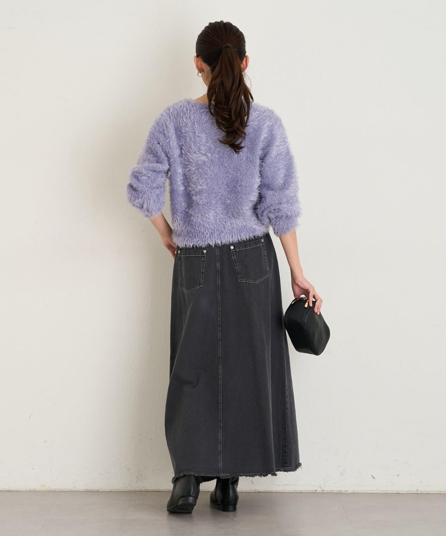 大人女性風格軟質長毛清透紐扣開衫