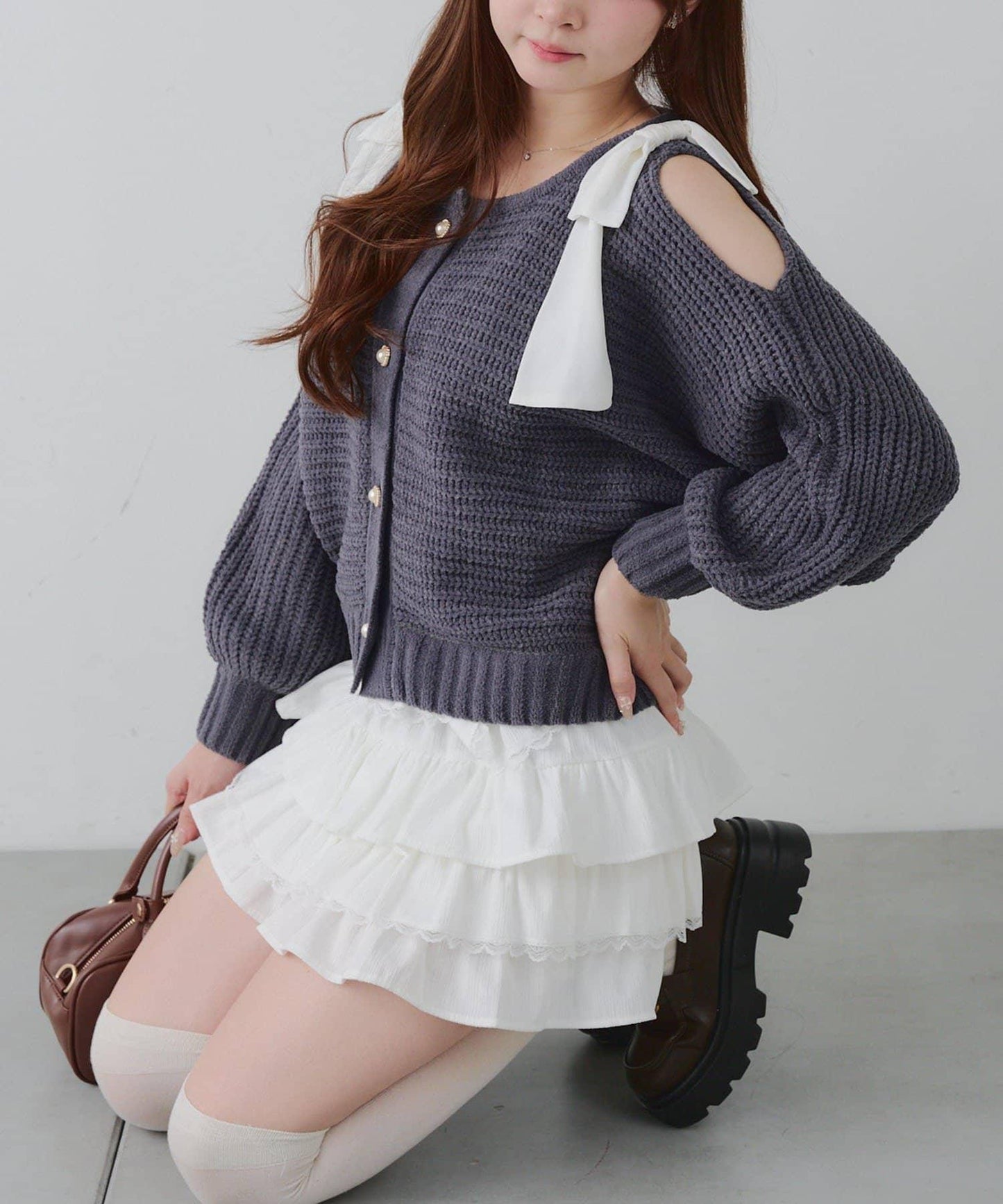 【RMAF】肩部蝴蝶結毛絨套頭衫