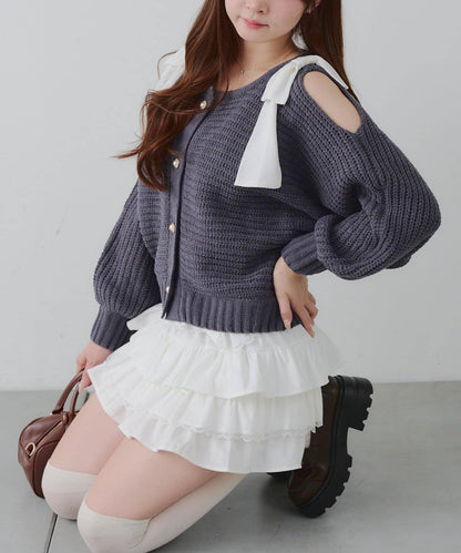 【RMAF】肩部蝴蝶結毛絨套頭衫