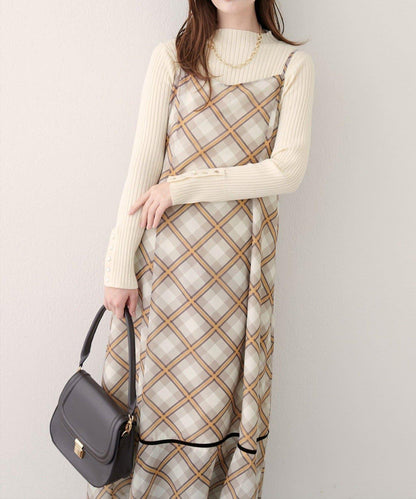 【natural couture】天鵝絨拼接吊帶連衣裙