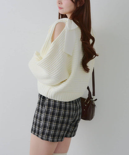 【RMAF】肩部蝴蝶結毛絨套頭衫