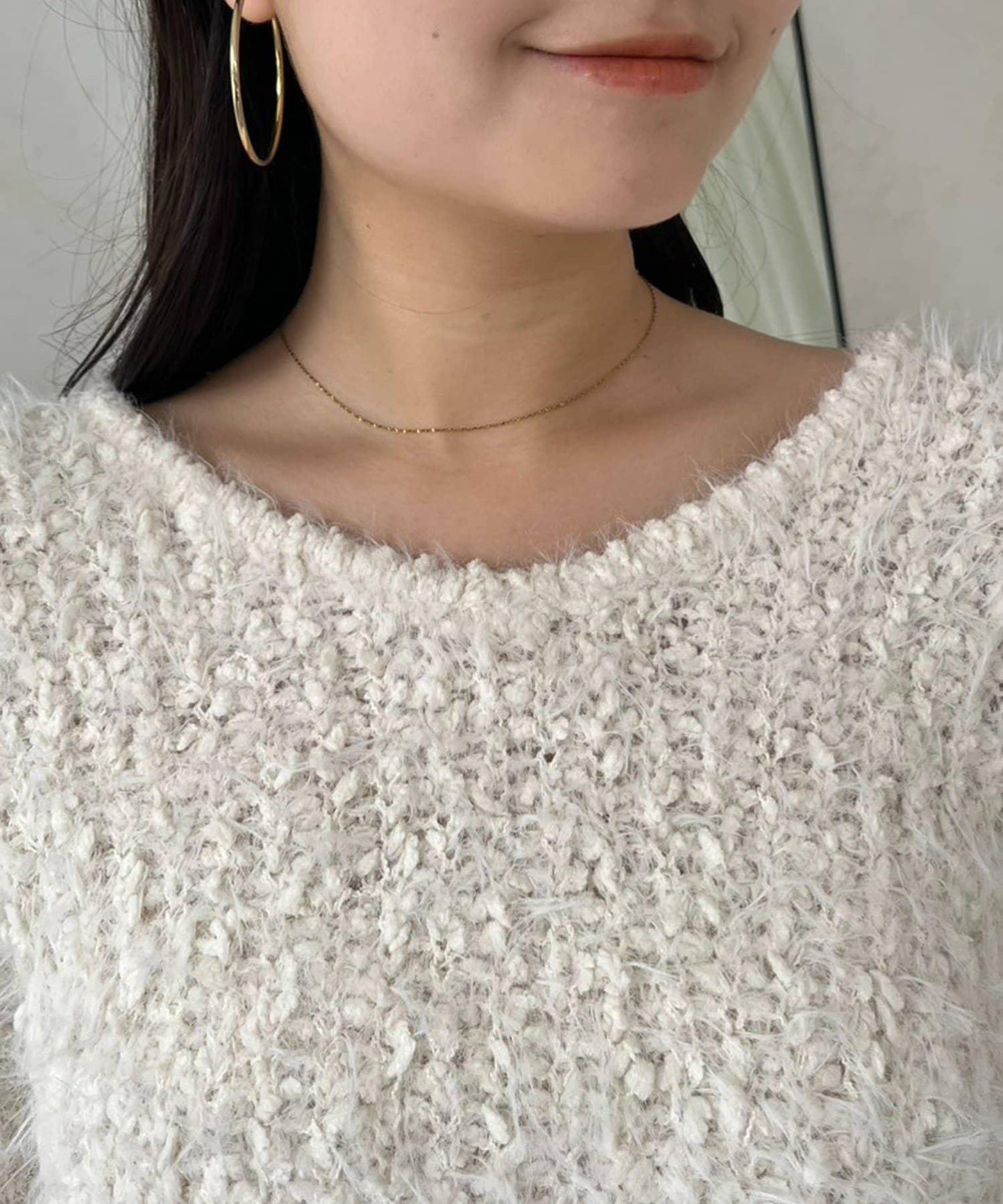 爆米花質感V領針織衫