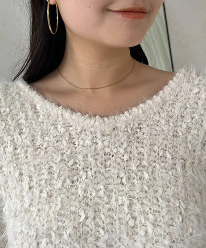 爆米花質感V領針織衫