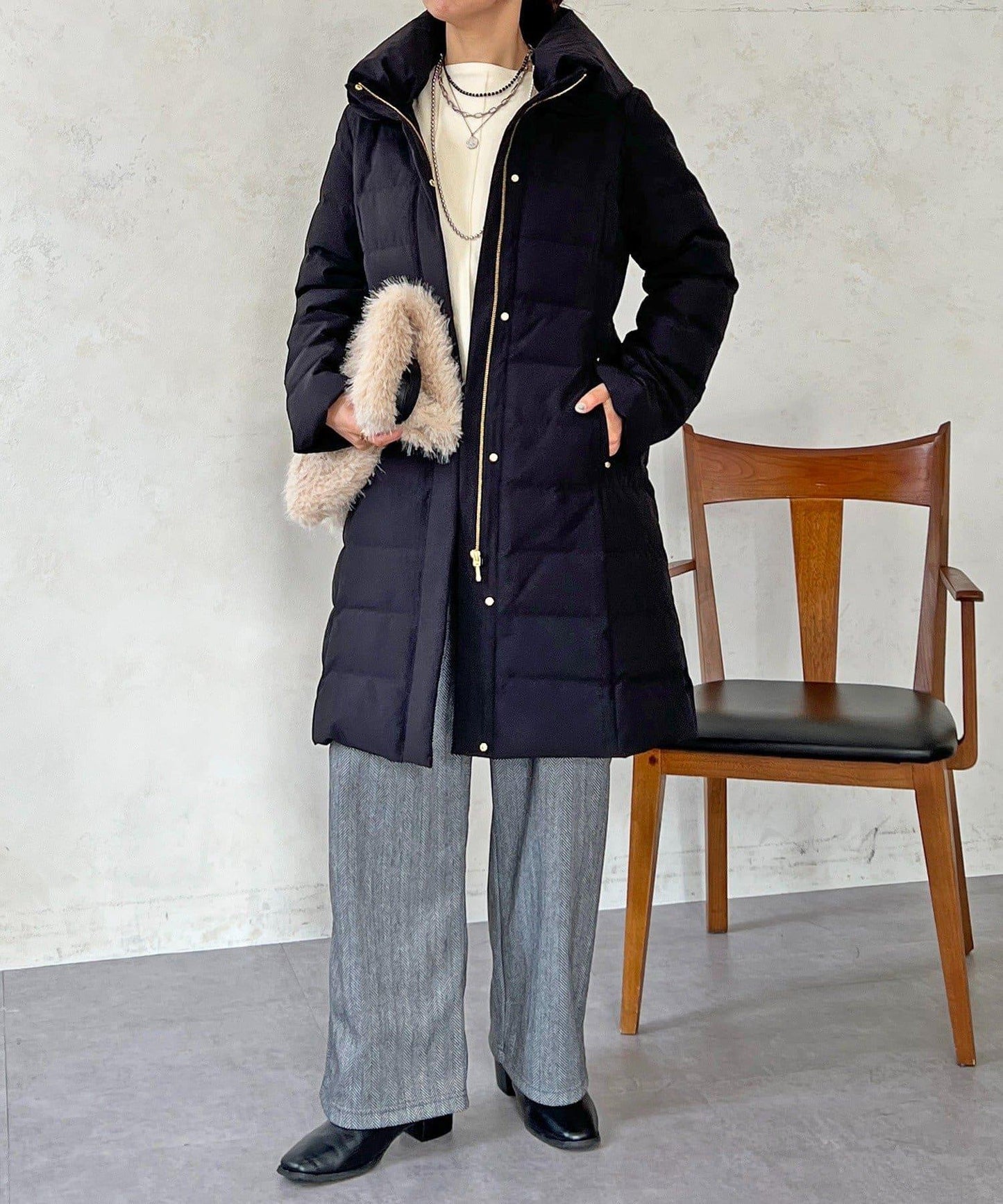 彈力長款羽絨服