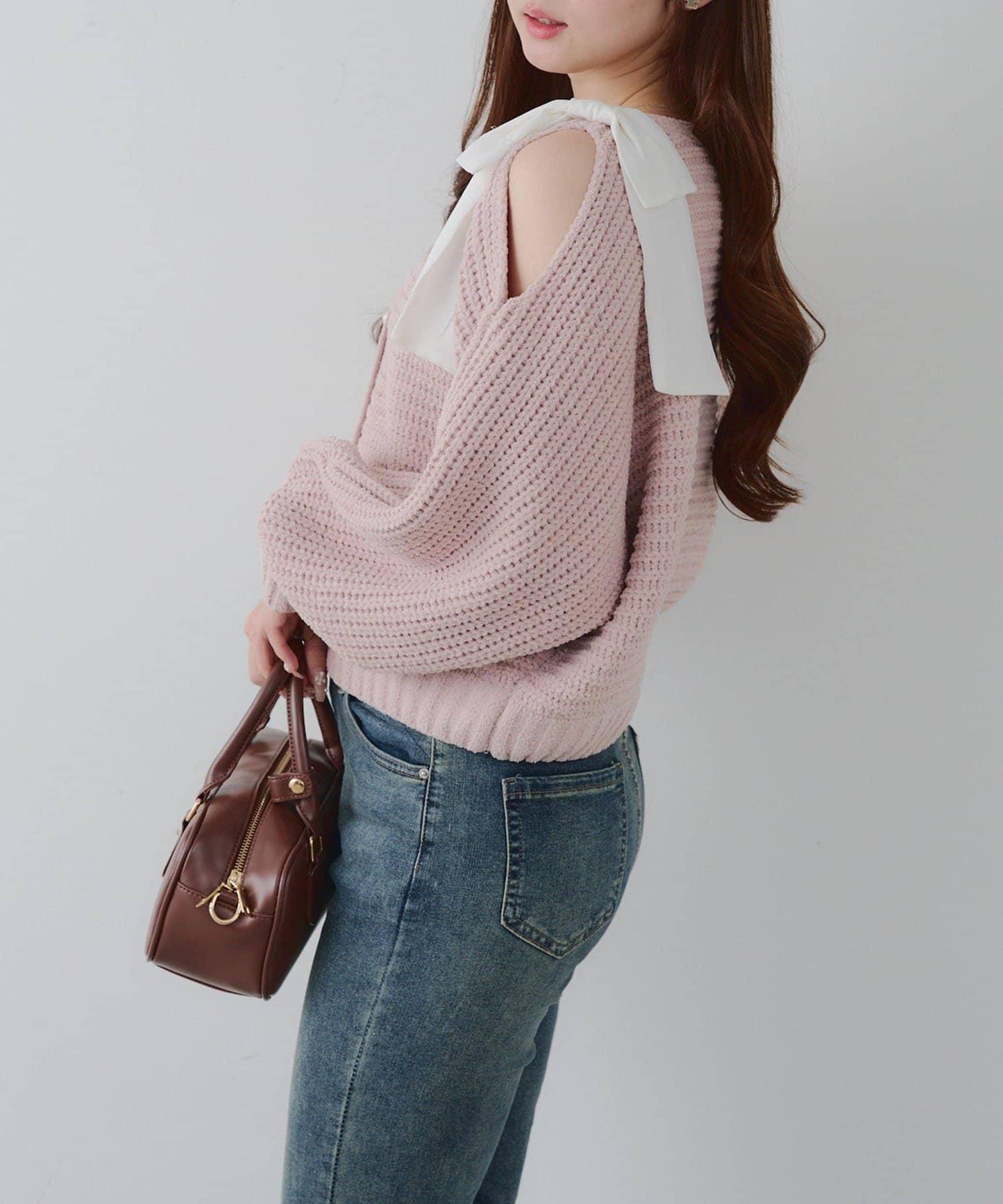 【RMAF】肩部蝴蝶結毛絨套頭衫