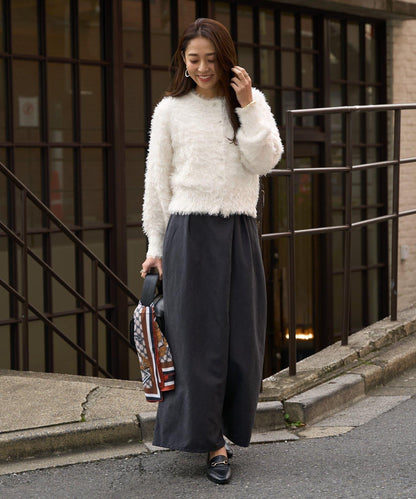 大人女性風格軟質長毛清透紐扣開衫