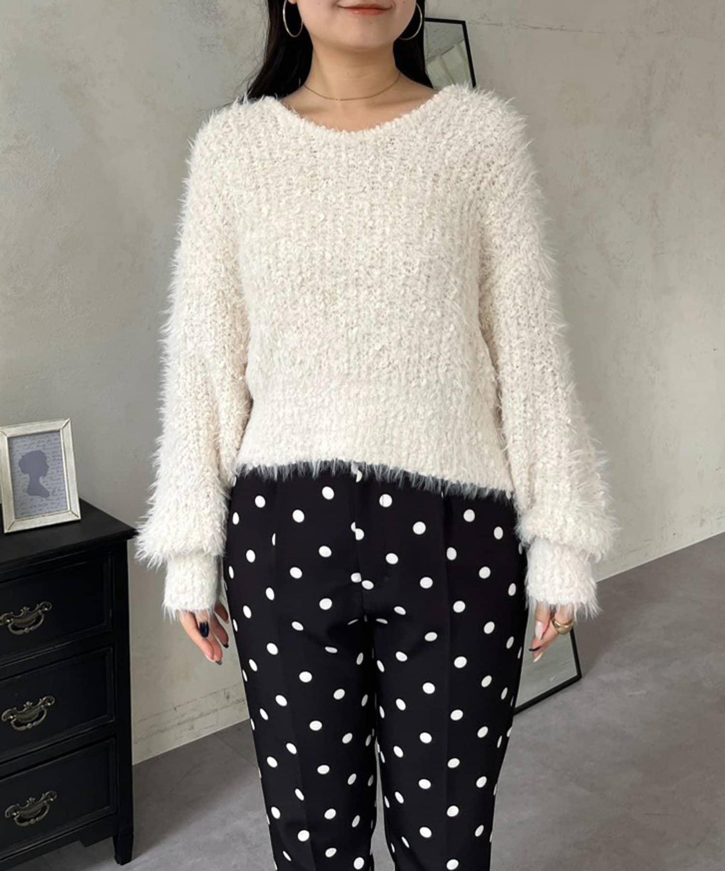 爆米花質感V領針織衫