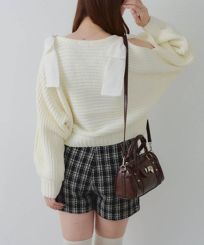 【RMAF】肩部蝴蝶結毛絨套頭衫