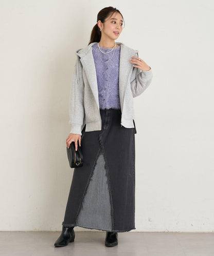 大人女性風格軟質長毛清透紐扣開衫