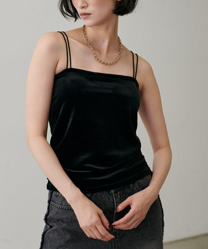 【LARUTA】帶胸墊天鵝絨吊帶背心