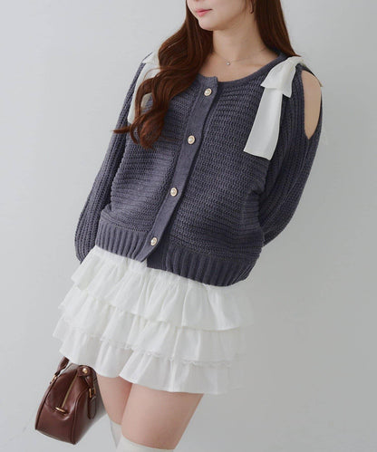 【RMAF】肩部蝴蝶結毛絨套頭衫