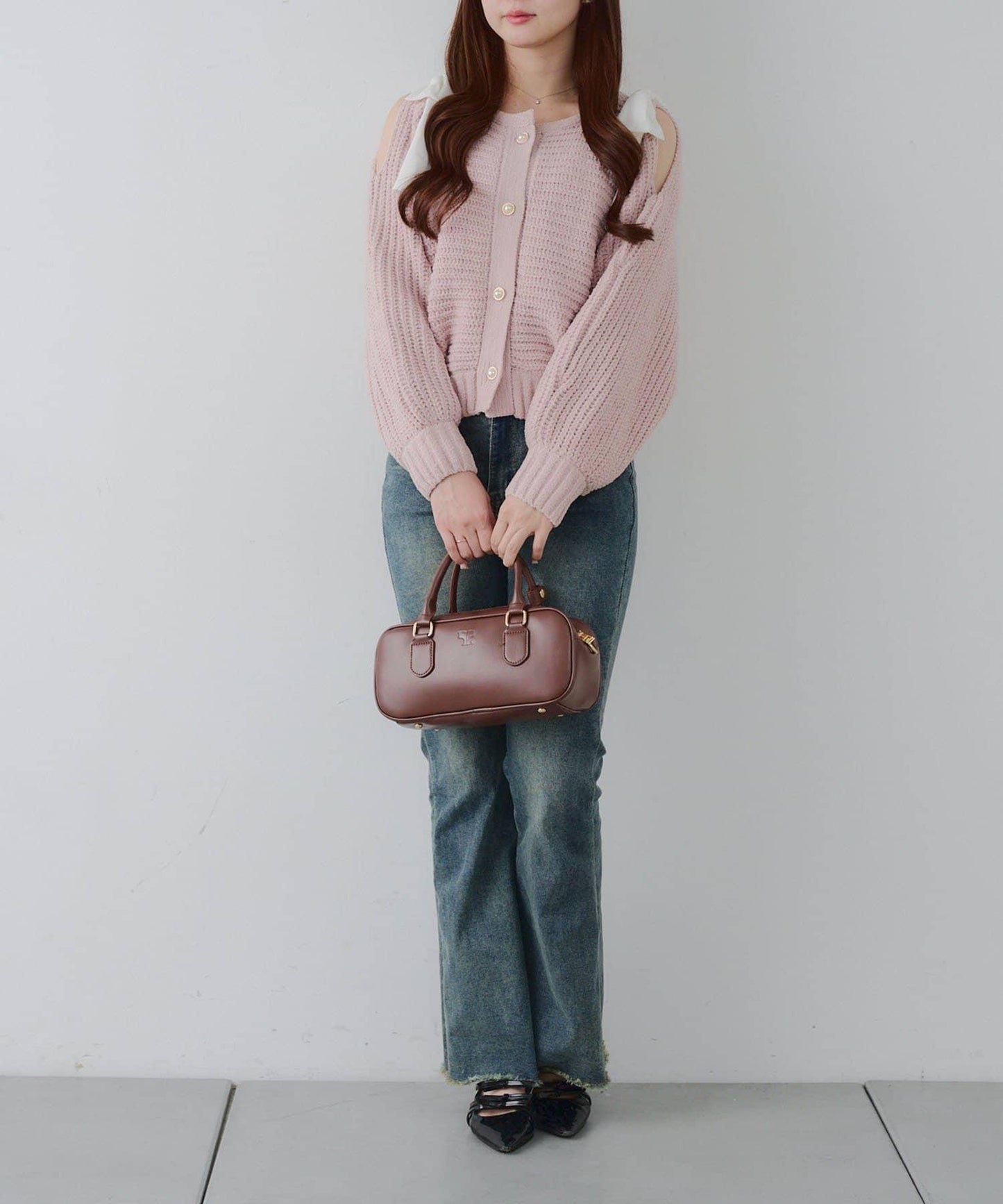 【RMAF】肩部蝴蝶結毛絨套頭衫