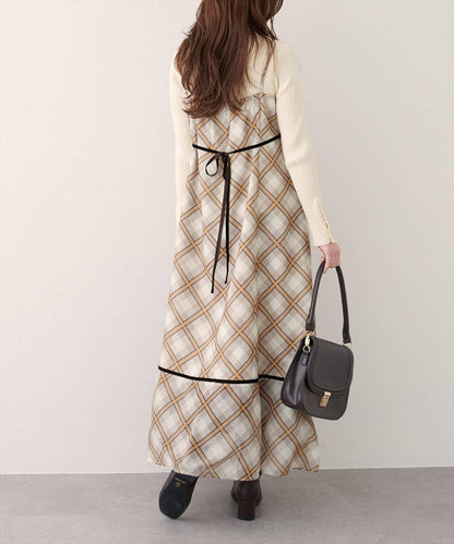 【natural couture】天鵝絨拼接吊帶連衣裙