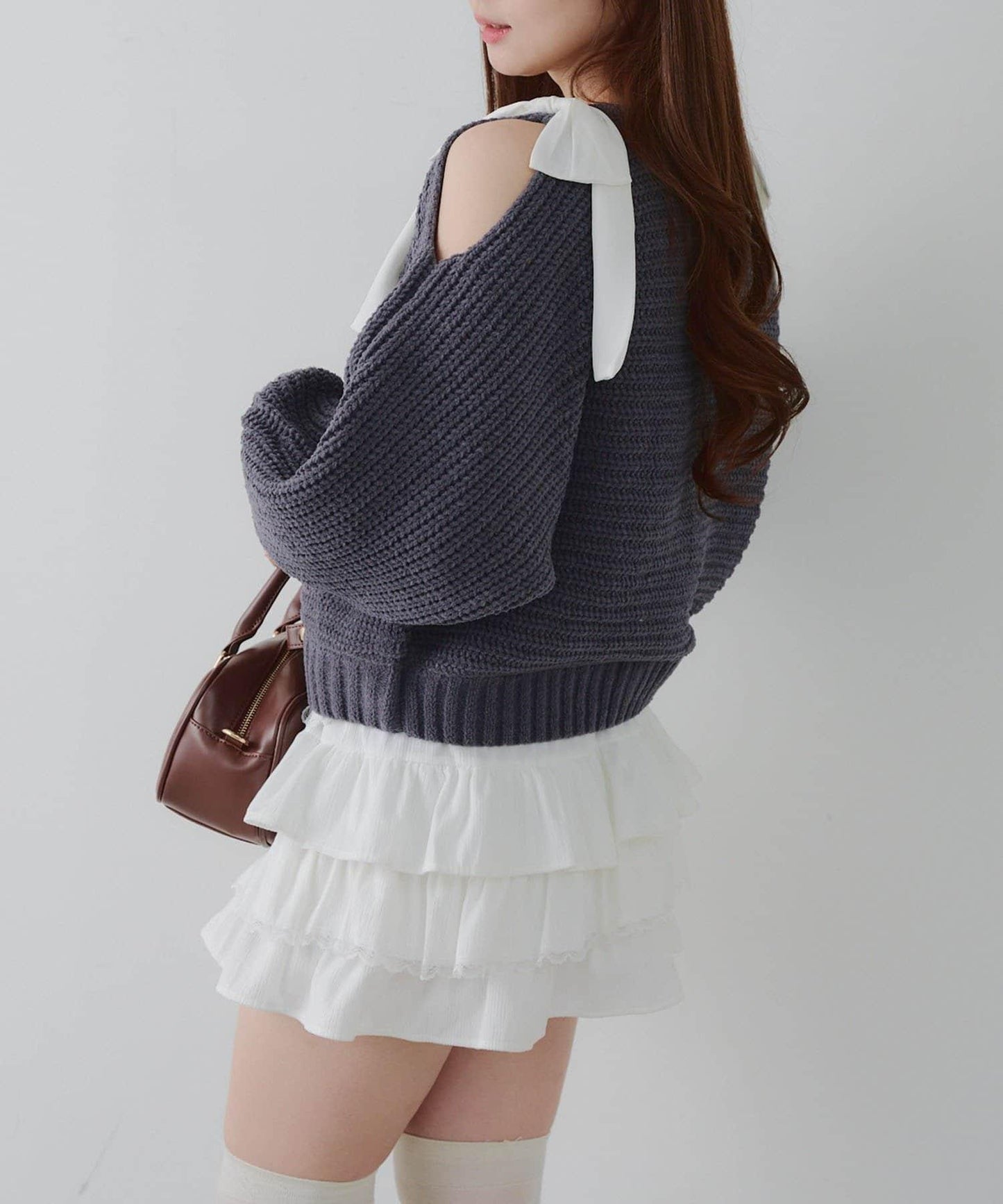 【RMAF】肩部蝴蝶結毛絨套頭衫