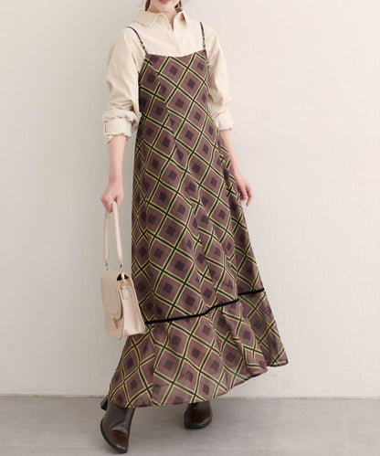 【natural couture】天鵝絨拼接吊帶連衣裙