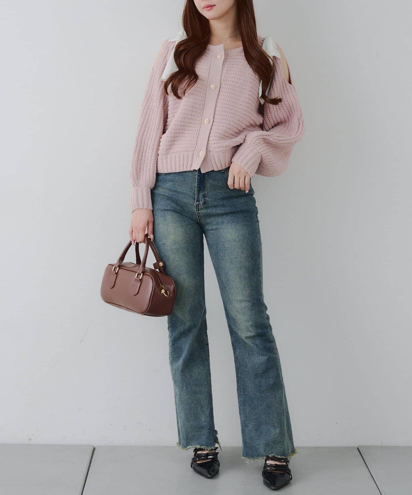 【RMAF】肩部蝴蝶結毛絨套頭衫