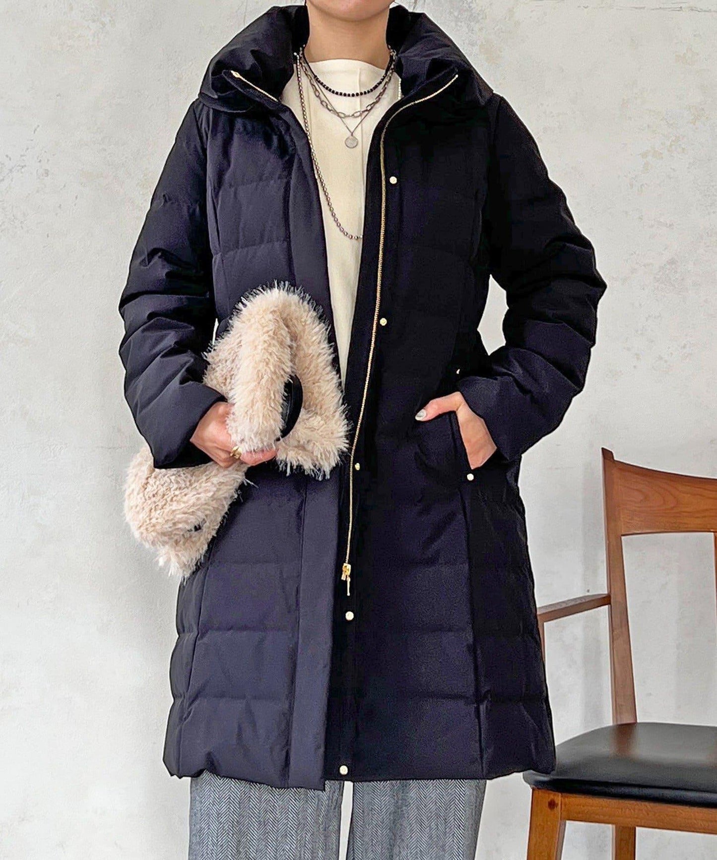 彈力長款羽絨服