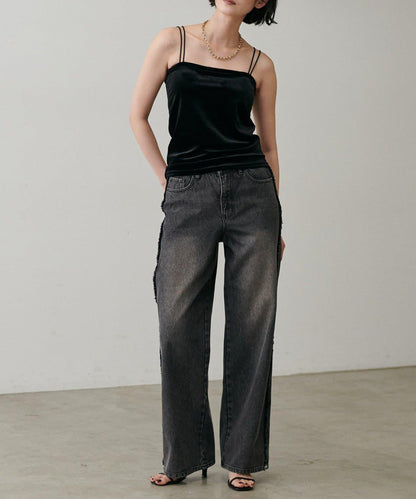 【LARUTA】帶胸墊天鵝絨吊帶背心