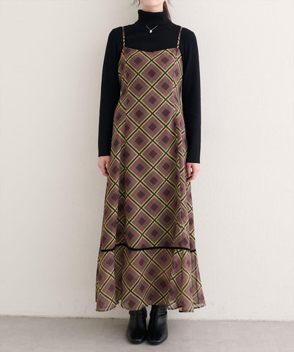 【natural couture】天鵝絨拼接吊帶連衣裙