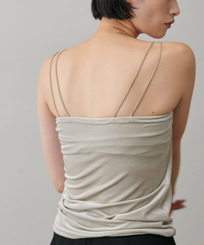 【LARUTA】帶胸墊天鵝絨吊帶背心