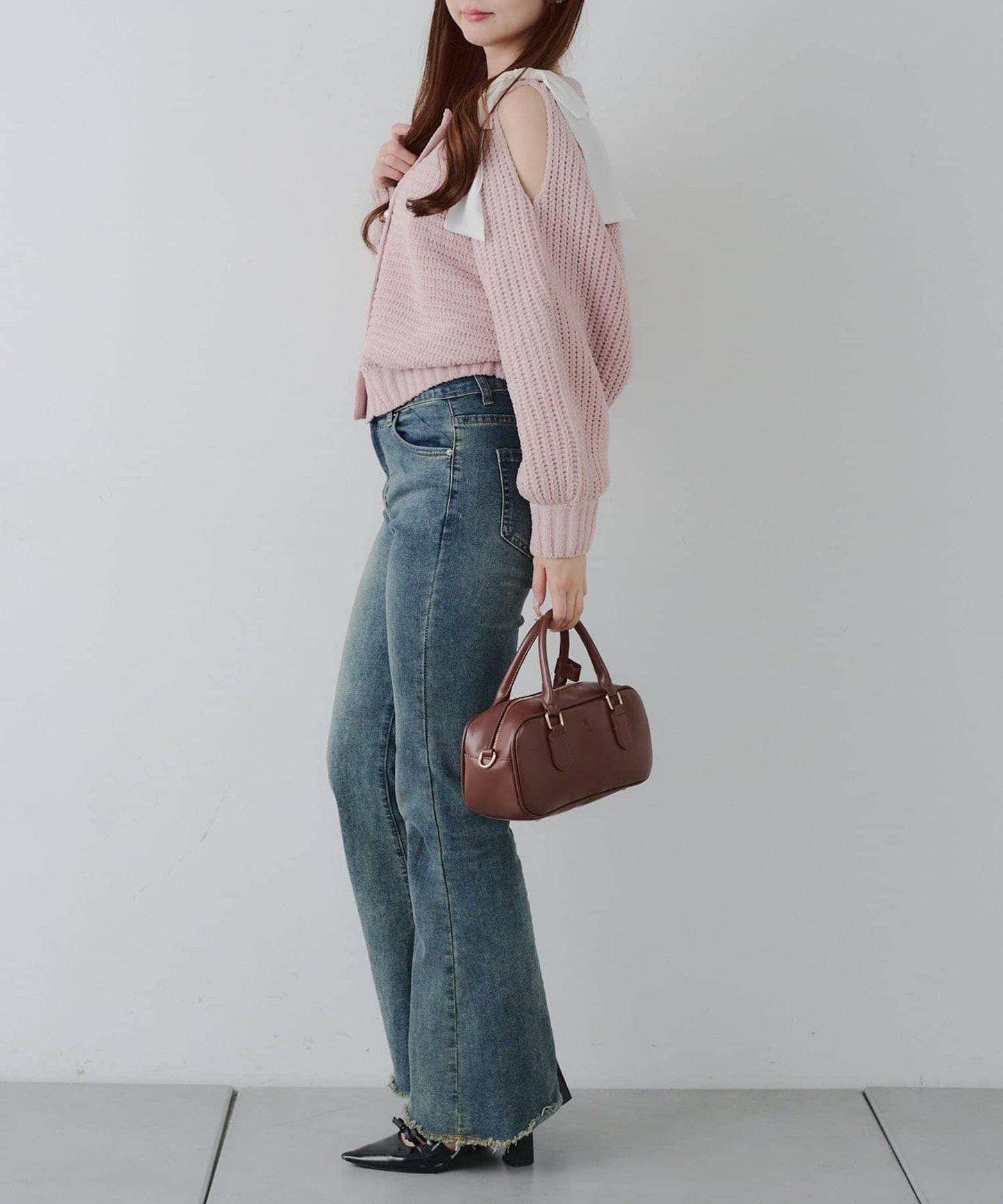 【RMAF】肩部蝴蝶結毛絨套頭衫