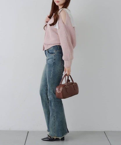 【RMAF】肩部蝴蝶結毛絨套頭衫