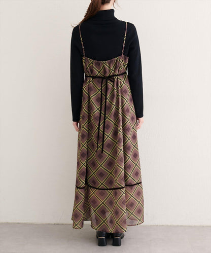 【natural couture】天鵝絨拼接吊帶連衣裙