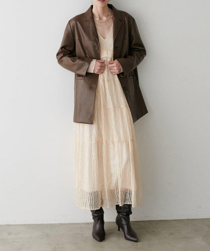 【LARUTA】蕾絲拼接長款連衣裙