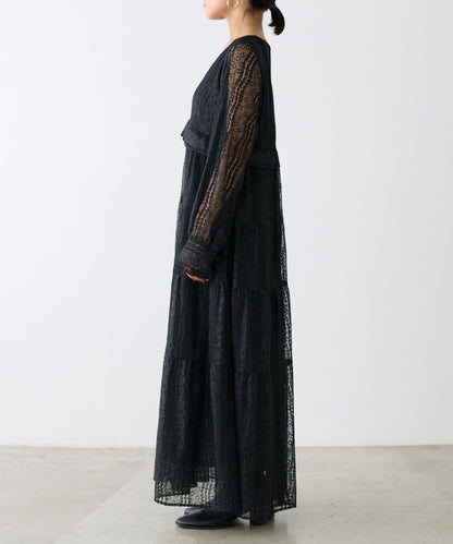 【LARUTA】蕾絲拼接長款連衣裙