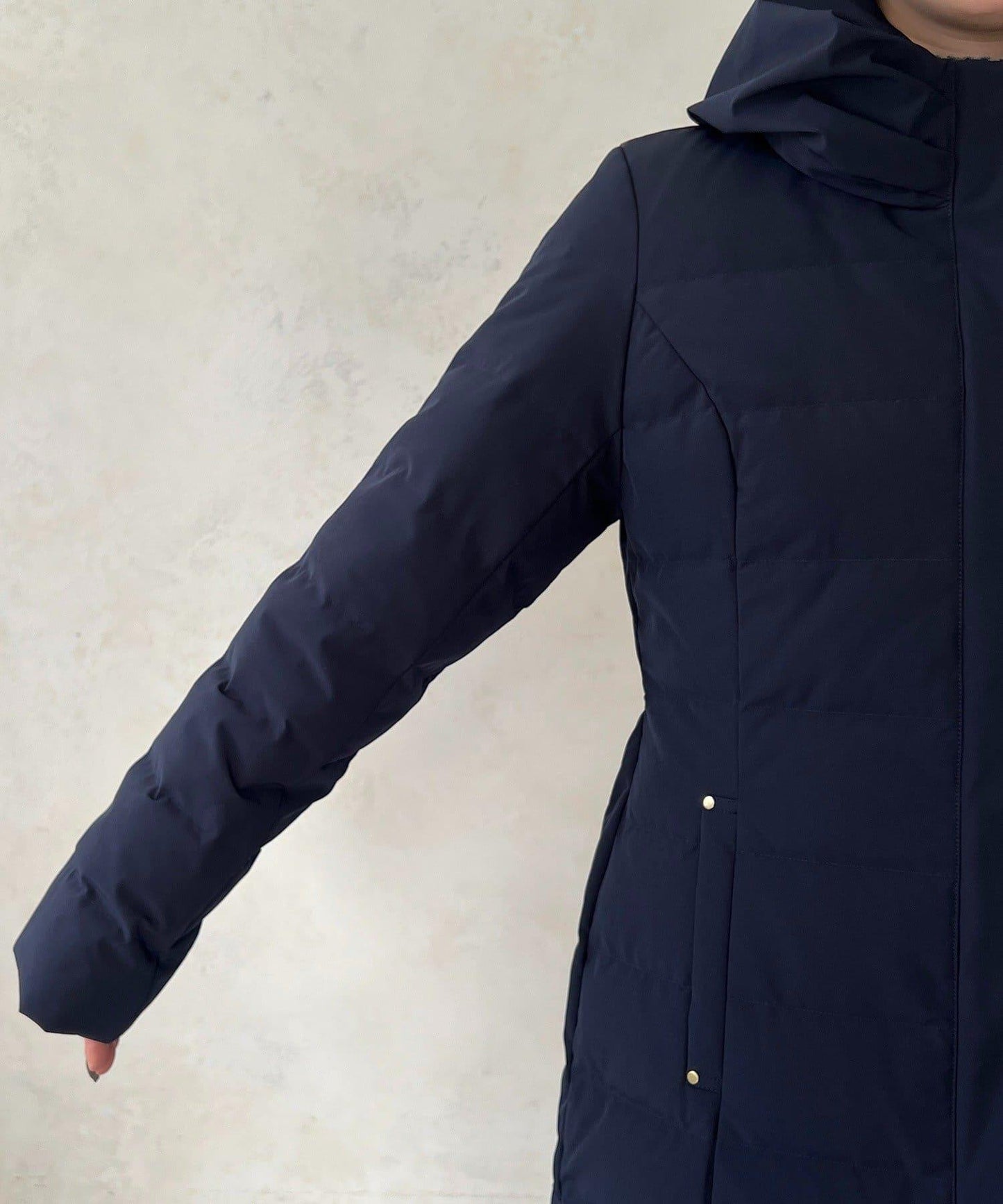 彈力長款羽絨服