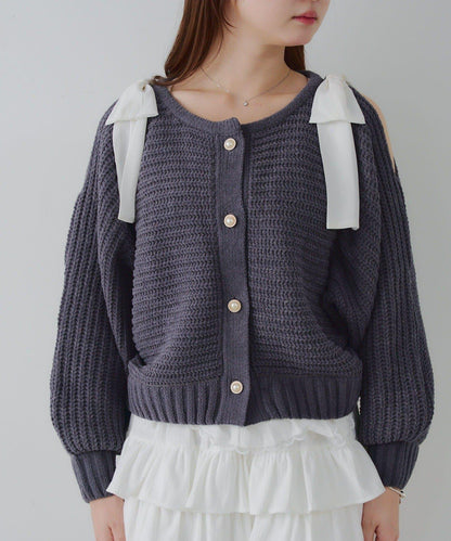 【RMAF】肩部蝴蝶結毛絨套頭衫