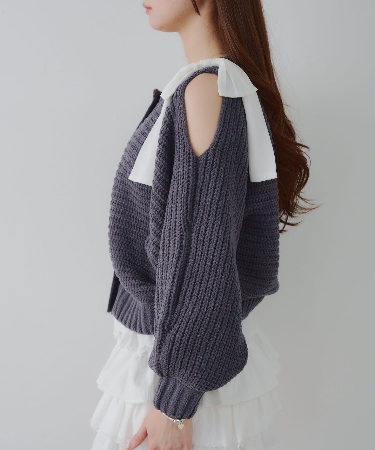 【RMAF】肩部蝴蝶結毛絨套頭衫