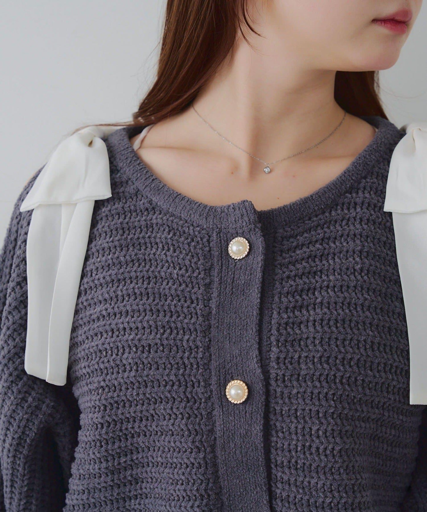 【RMAF】肩部蝴蝶結毛絨套頭衫