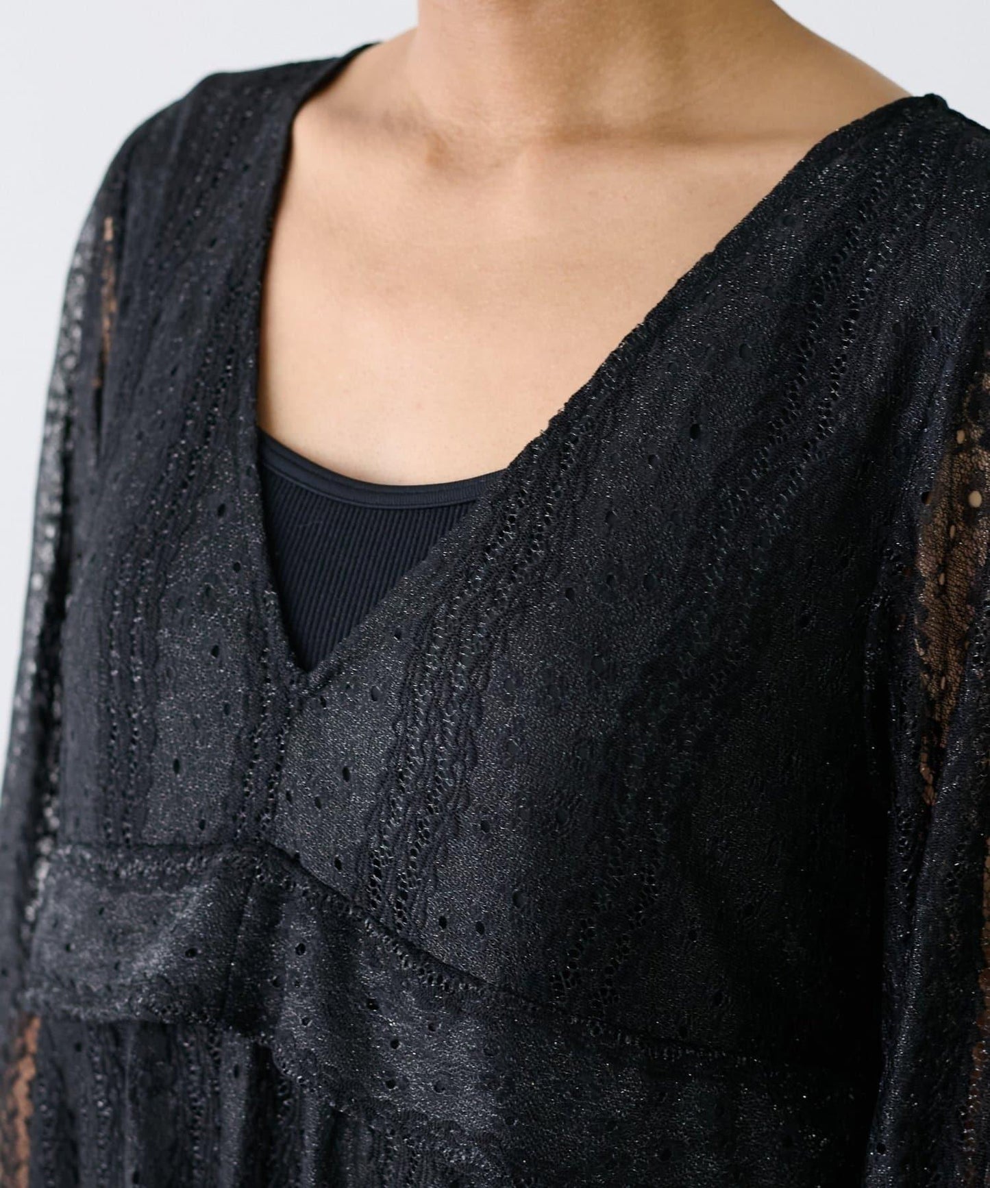 【LARUTA】蕾絲拼接長款連衣裙