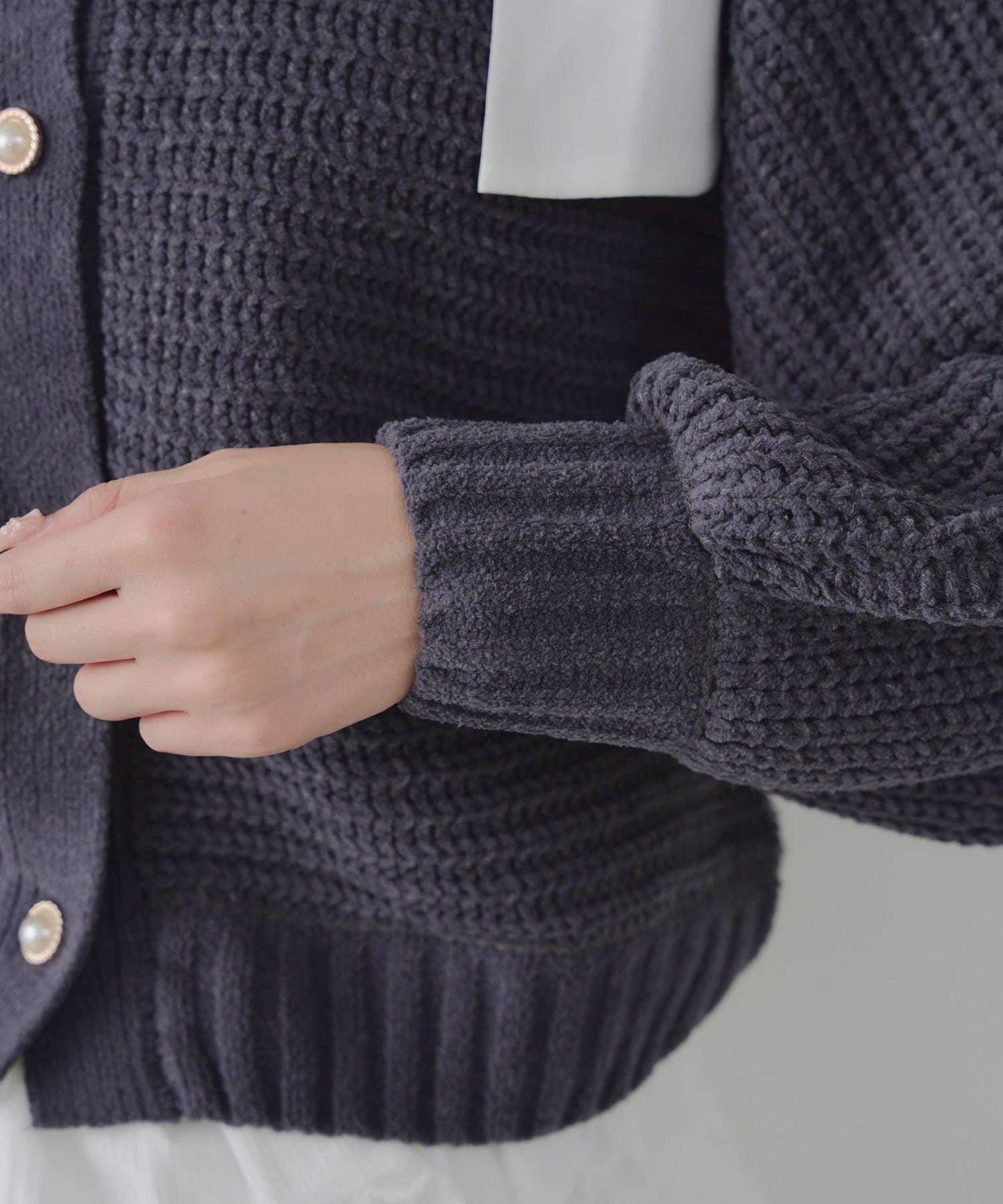 【RMAF】肩部蝴蝶結毛絨套頭衫