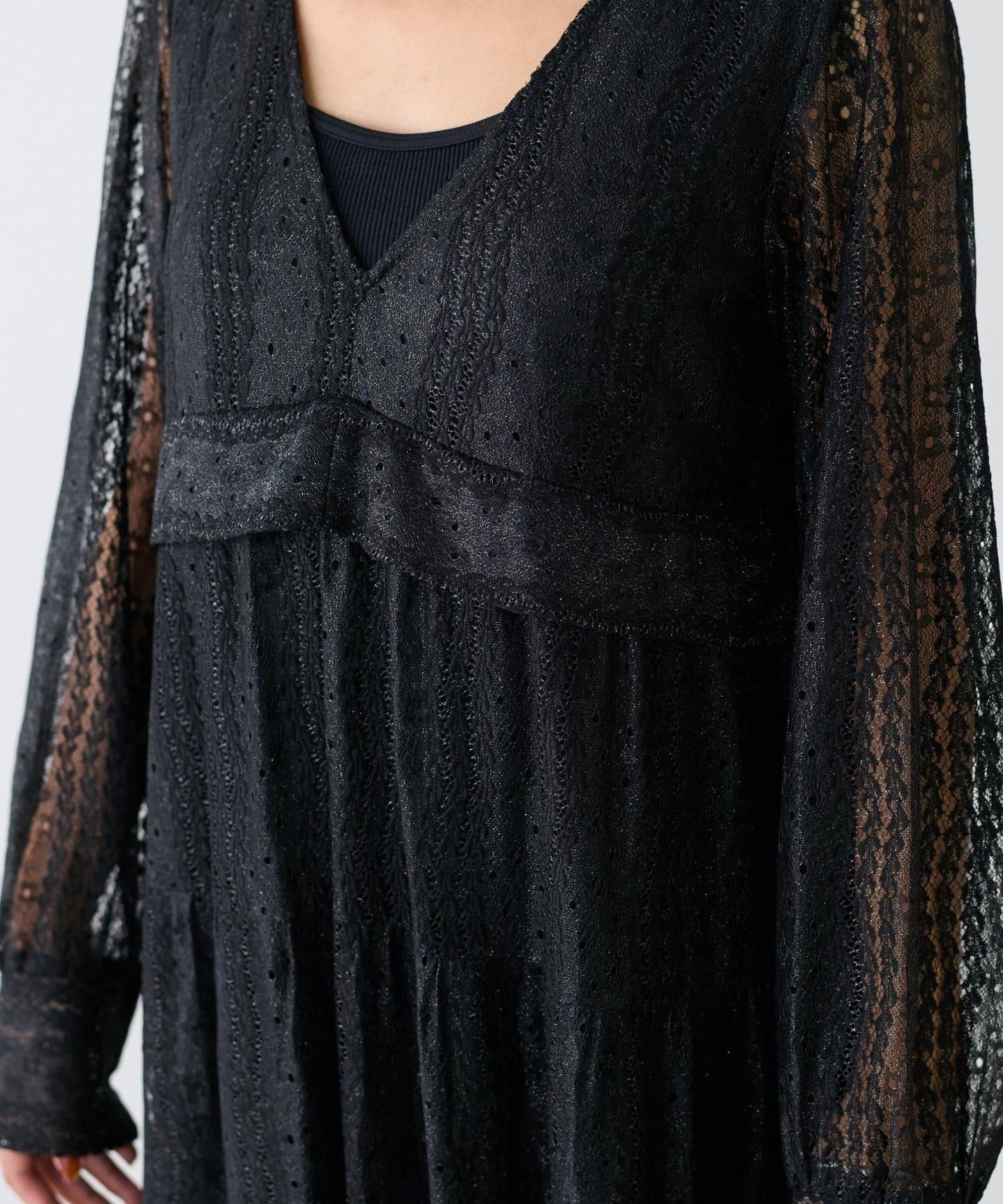 【LARUTA】蕾絲拼接長款連衣裙