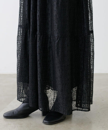 【LARUTA】蕾絲拼接長款連衣裙