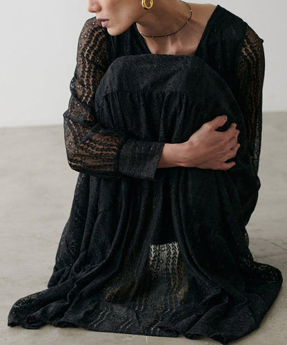 【LARUTA】蕾絲拼接長款連衣裙