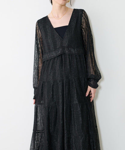 【LARUTA】蕾絲拼接長款連衣裙