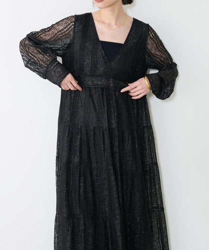 【LARUTA】蕾絲拼接長款連衣裙